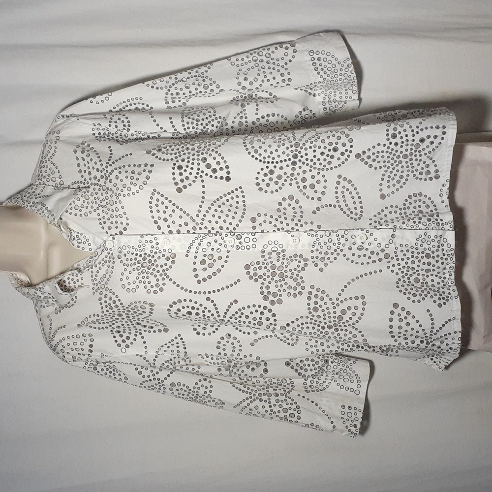 Alfred Dunner Shirt Size 18 White Black Flower & Butterfly Novelty Fairy…